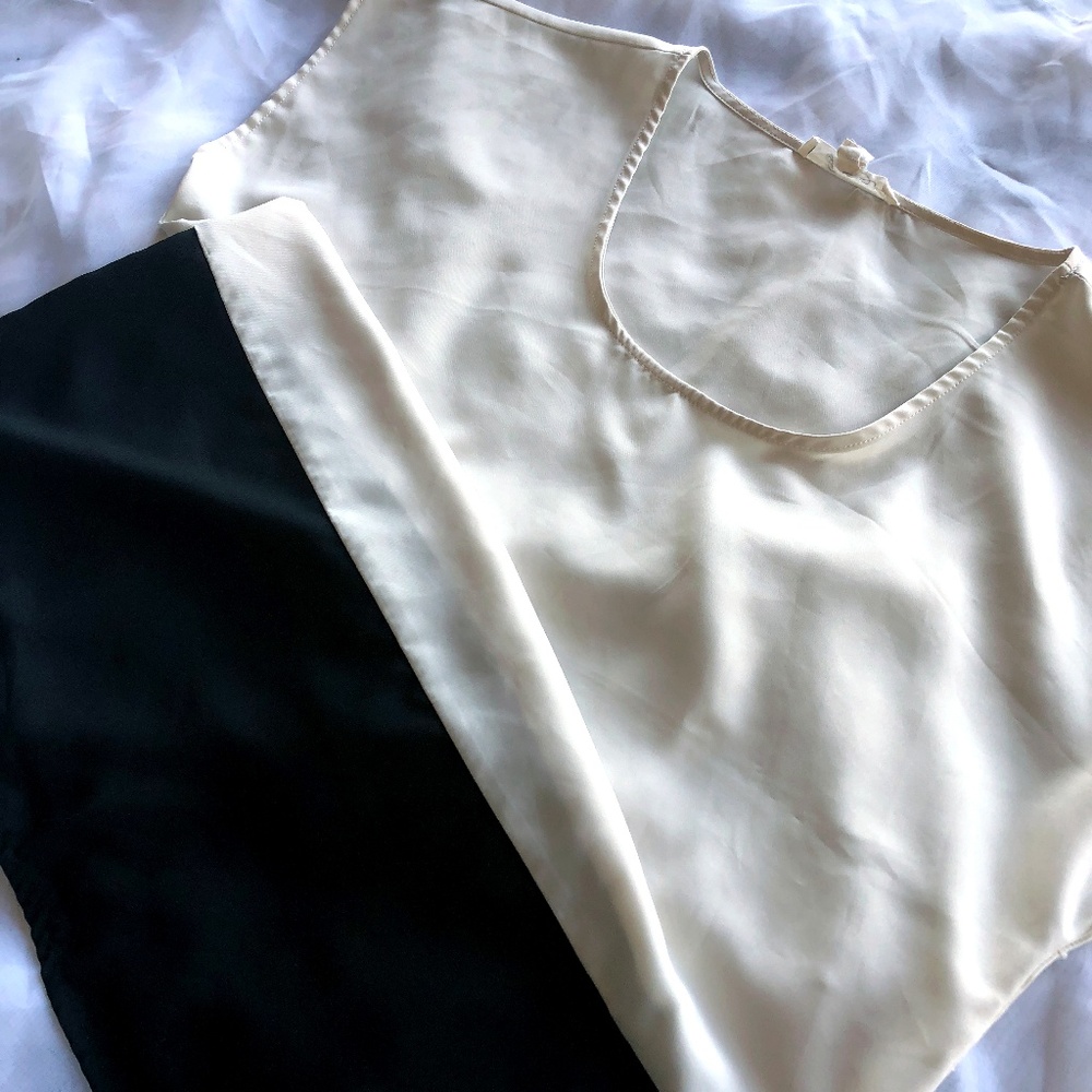 Off-White/Black Colorblock Blouse • M • Forever 21